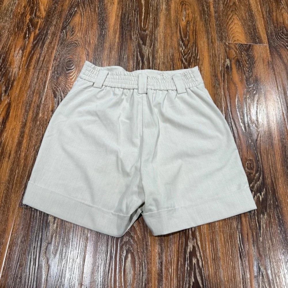 Rachel Zoe Womens Beige Tailored Cuffed Shorts‎ Stretch Elastic Back S Size 2